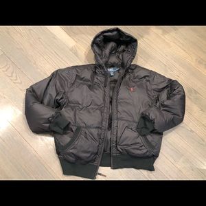 Polo Ralph Lauren down puffer hooded bomber jacket